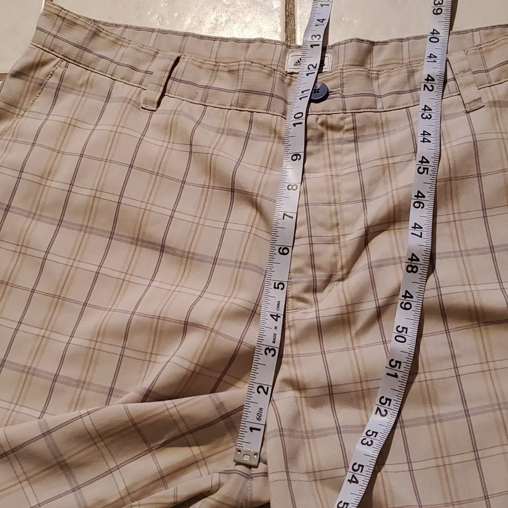 Adidas Shorts Mens Size 36 Golf Plaid Bermuda Tan